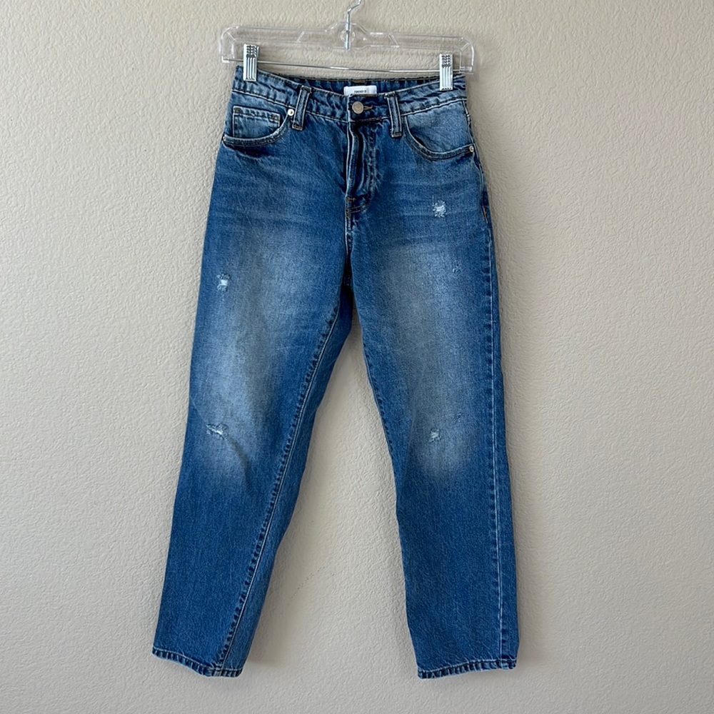 FOREVER21 High Rise Straight Leg Distressed Jean Size 24